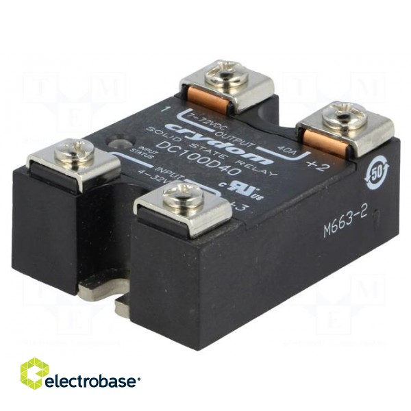 Relay: solid state | Ucntrl: 4÷32VDC | 40A | 1÷100VDC | Series: DC100 image 1