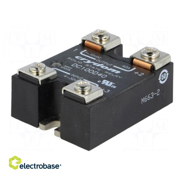 Relay: solid state | Ucntrl: 4÷32VDC | 40A | 1÷100VDC | Series: DC100 image 2