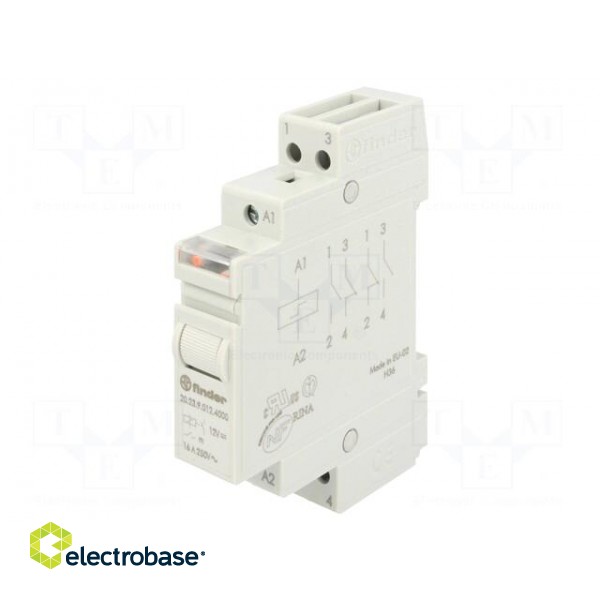 Relay: installation | bistable | NC + NO | Ucoil: 12VDC | Mounting: DIN фото 1