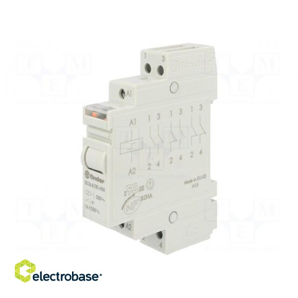 Relay: installation | bistable | NO x2 | 230VAC | Mounting: DIN | 16A фото 1