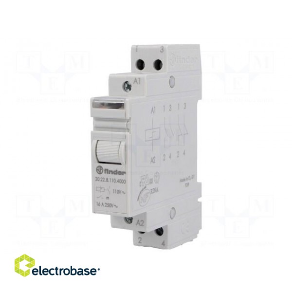 Relay: installation | bistable | NO x2 | 110VAC | Mounting: DIN | 16A фото 1