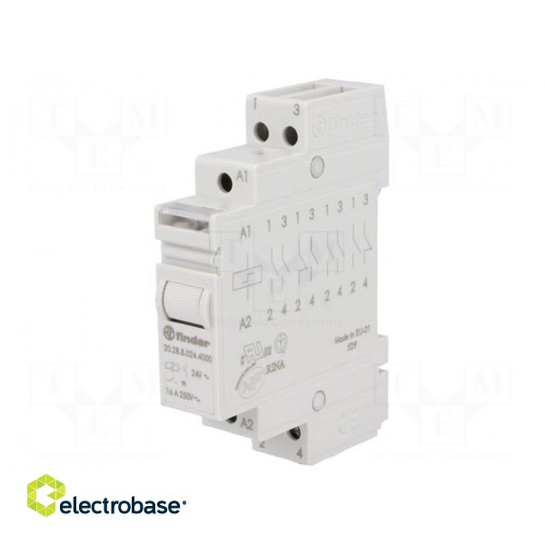 Relay: installation | bistable | NO x2 | 24VAC | Mounting: DIN | 16A фото 1