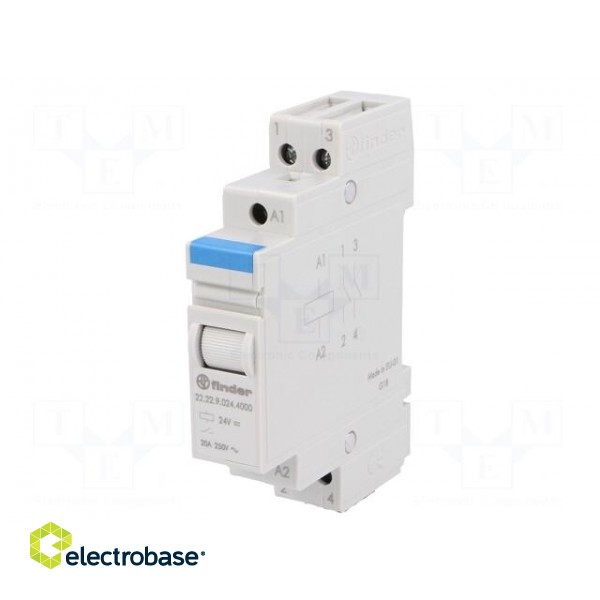 Relay: installation | monostable | NO x2 | Ucoil: 24VDC | Mounting: DIN фото 1