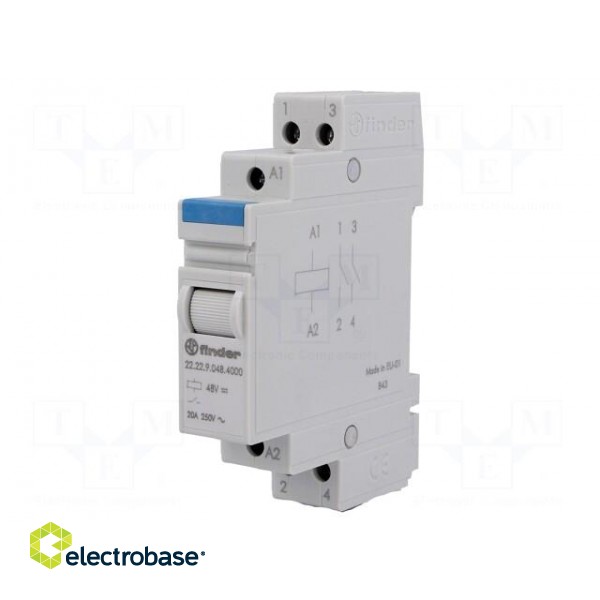 Relay: installation | monostable | NO x2 | Ucoil: 48VDC | Mounting: DIN фото 1
