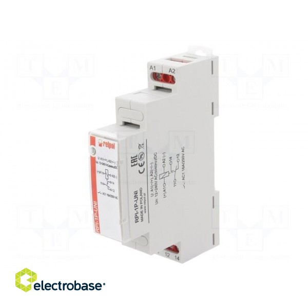 Relay: installation | monostable | SPDT | 16A | Uswitch: max.300VAC фото 1