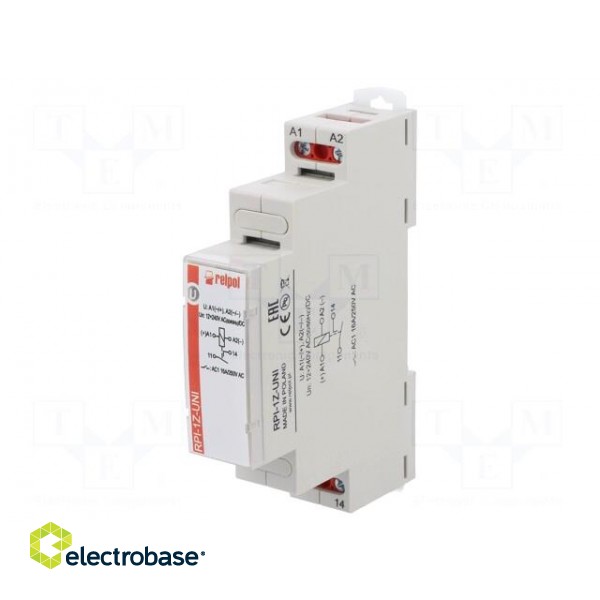 Relay: installation | monostable | SPST-NO | 16A | Uswitch: max.300VAC фото 1