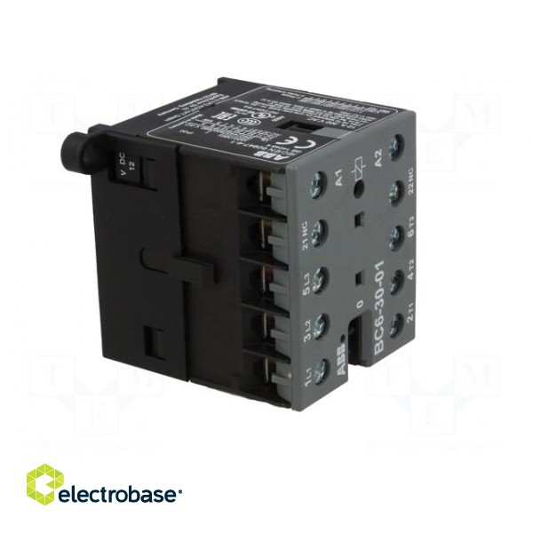 Contactor: 3-pole | NO x3 | Auxiliary contacts: NC | 12VDC | 6A | BC6 фото 8