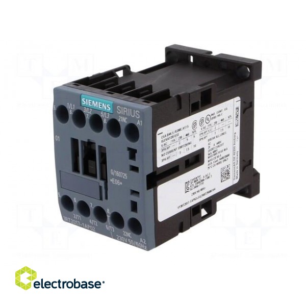 Contactor: 3-pole | NO x3 | Auxiliary contacts: NC | 230VAC | 12A | 690V image 2