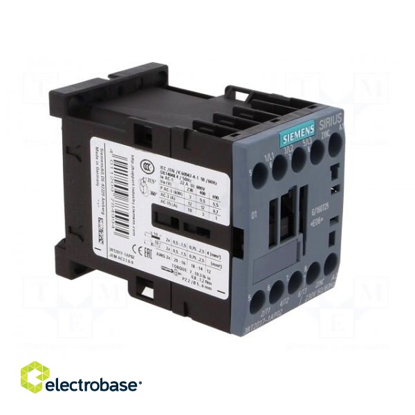 Contactor: 3-pole | NO x3 | Auxiliary contacts: NC | 230VAC | 12A | 690V image 8