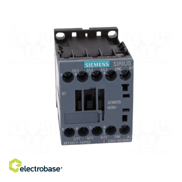 Contactor: 3-pole | NO x3 | Auxiliary contacts: NC | 230VAC | 12A | 690V paveikslėlis 9