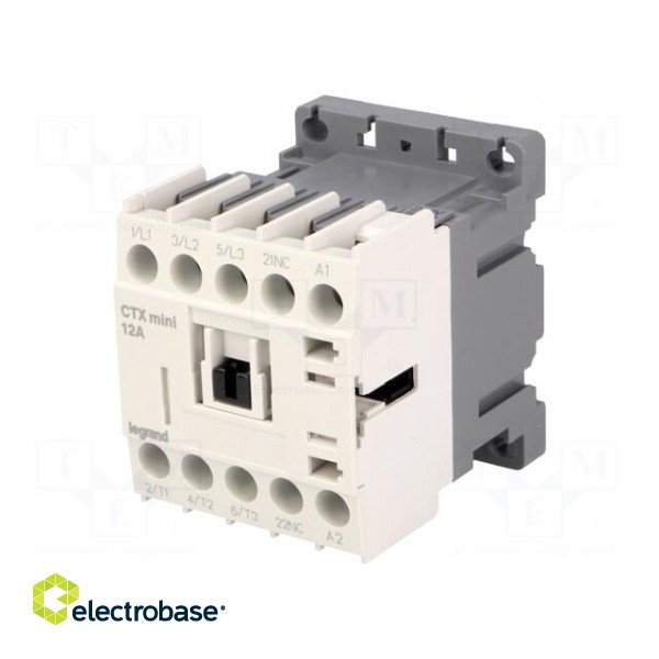 Contactor: 3-pole | NO x3 | Auxiliary contacts: NC | 230VAC | 12A | DIN image 1