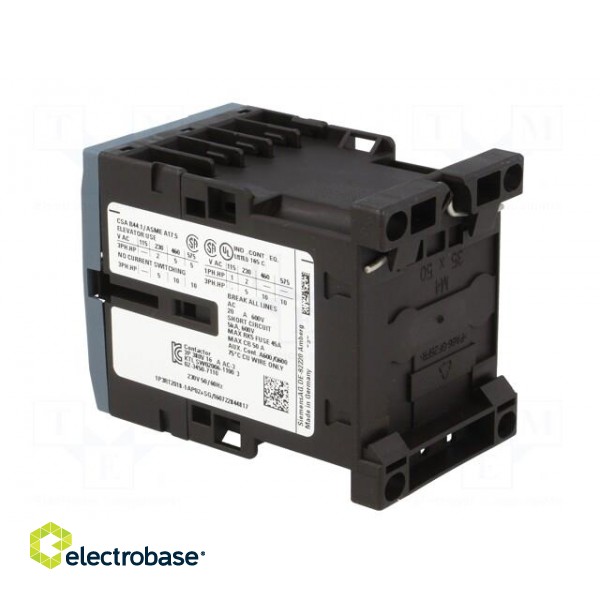 Contactor: 3-pole | NO x3 | Auxiliary contacts: NC | 230VAC | 17A | 690V image 4