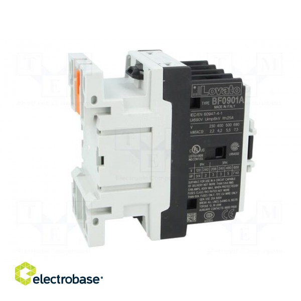 Contactor: 3-pole | NO x3 | Auxiliary contacts: NC | 230VAC | 9A | DIN фото 7