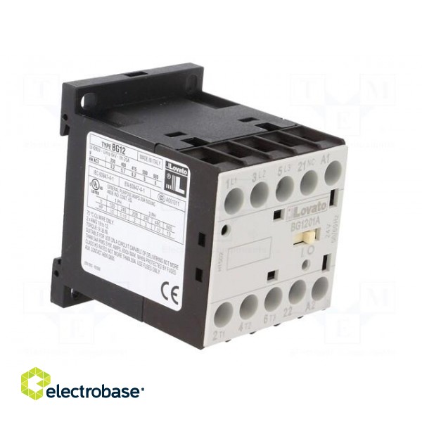 Contactor: 3-pole | NO x3 | Auxiliary contacts: NC | 24VAC | 12A | BG image 8