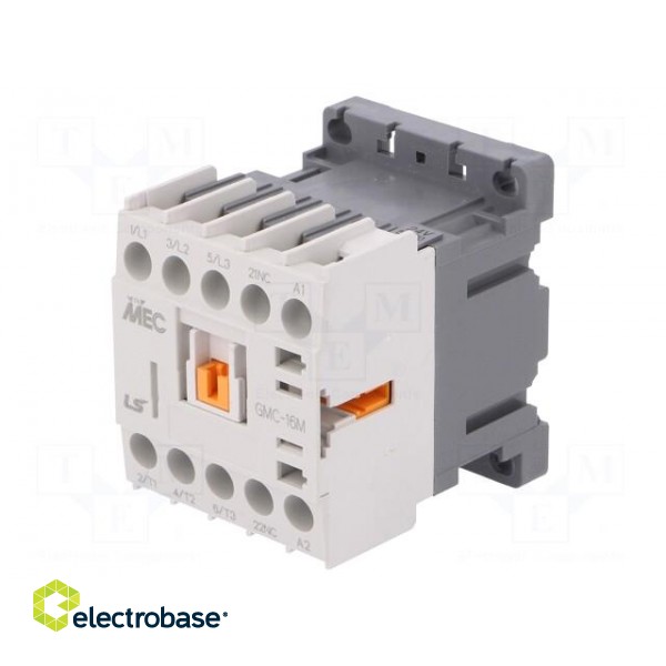 Contactor: 3-pole | NO x3 | Auxiliary contacts: NC | 24VAC | 16A | IP20 фото 1