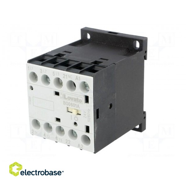 Contactor: 3-pole | NO x3 | Auxiliary contacts: NC | 24VAC | 6A | DIN | BG image 2