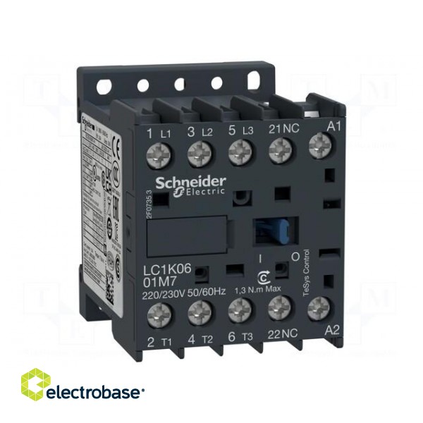 Contactor: 3-pole | NO x3 | Auxiliary contacts: NC | 220VAC | 6A | 690V