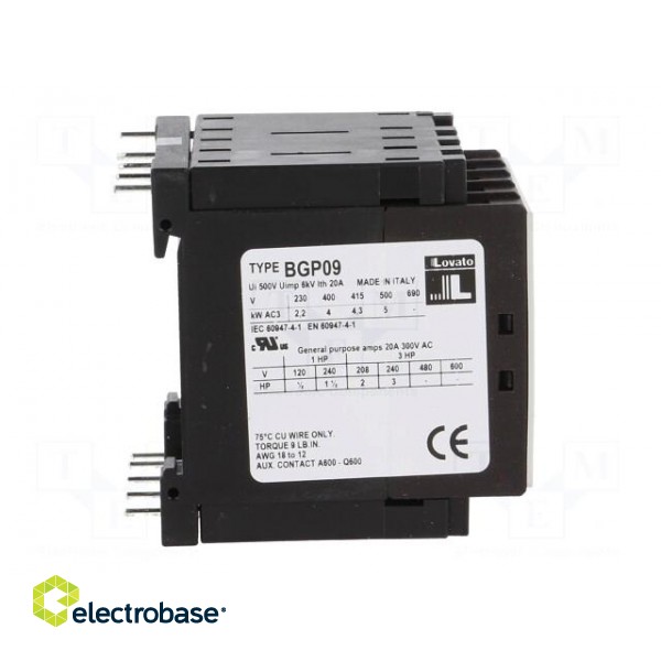 Contactor: 3-pole | NO x3 | Auxiliary contacts: NC | 24VAC | 9A | BG image 7