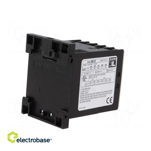 Contactor: 3-pole | NO x3 | Auxiliary contacts: NC | 24VDC | 12A | DIN image 6