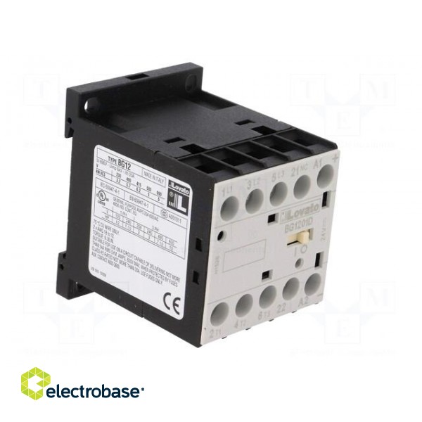 Contactor: 3-pole | NO x3 | Auxiliary contacts: NC | 24VDC | 12A | DIN image 8