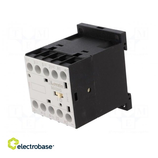 Contactor: 3-pole | NO x3 | Auxiliary contacts: NC | 24VDC | 12A | DIN image 2