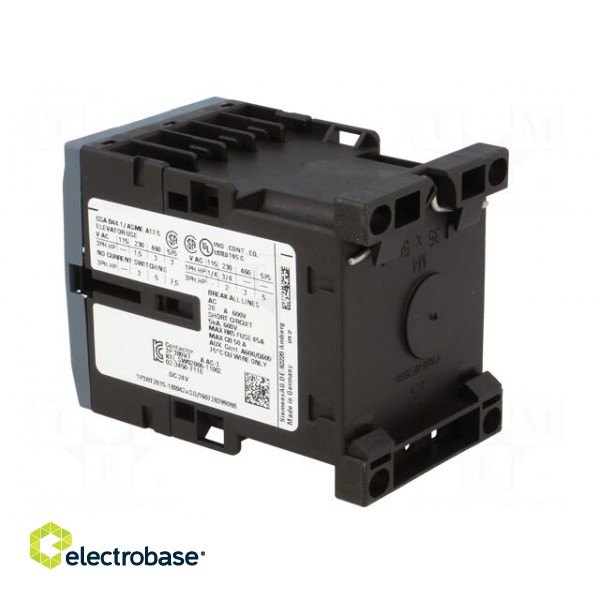 Contactor: 3-pole | NO x3 | Auxiliary contacts: NC | 24VDC | 7A | 3RT20 фото 4