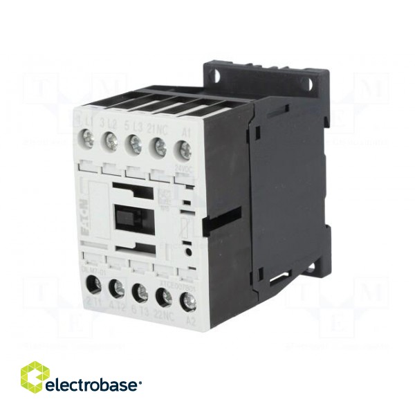 Contactor: 3-pole | NO x3 | Auxiliary contacts: NC | 24VDC | 7A | DILM7 image 2