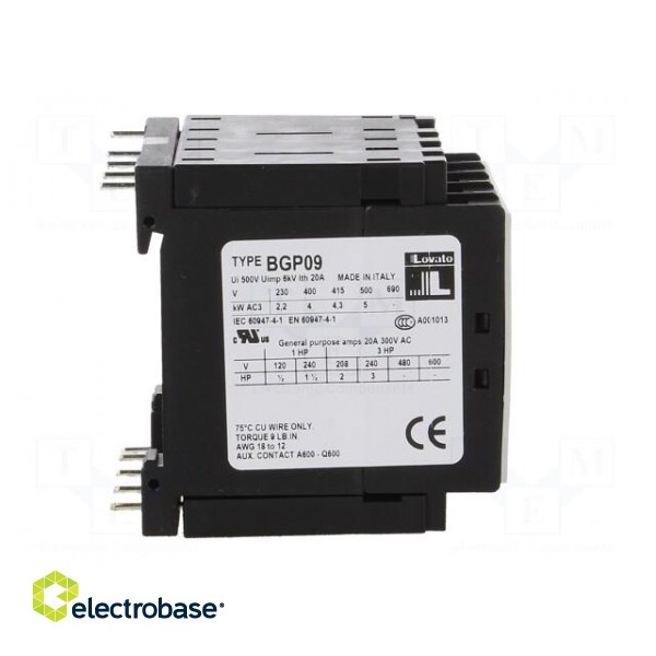 Contactor: 3-pole | NO x3 | Auxiliary contacts: NC | 24VDC | 9A | DIN | BG image 7