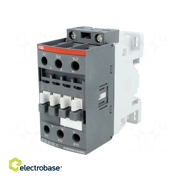 Contactor: 3-pole | NO x3 | Auxiliary contacts: NC | 38A | AF | -25÷60°C