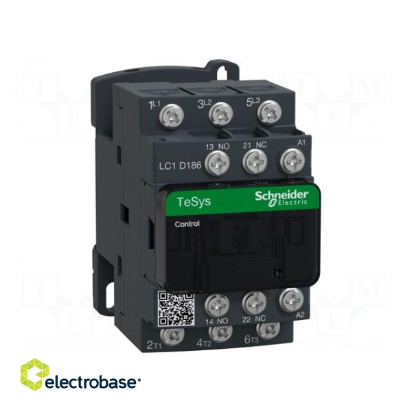 Contactor: 3-pole | NO x3 | Auxiliary contacts: NC + NO | 24VDC | 12A