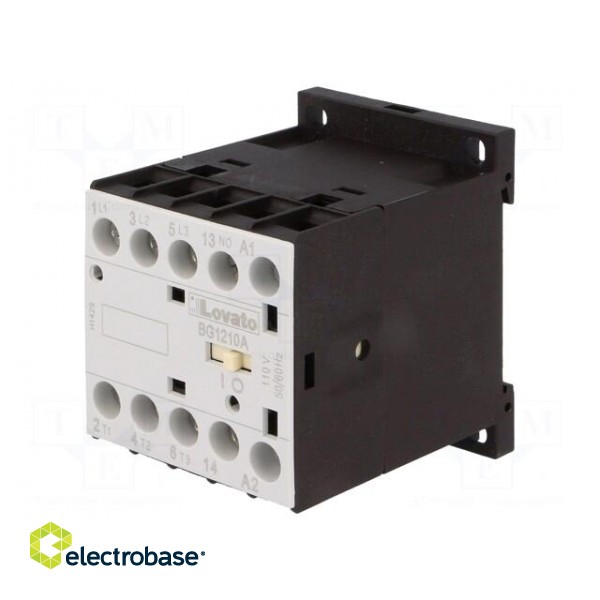 Contactor: 3-pole | NO x3 | Auxiliary contacts: NO | 110VAC | 12A | DIN image 1
