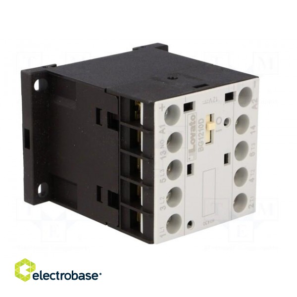 Contactor: 3-pole | NO x3 | Auxiliary contacts: NO | 12VDC | 12A | BG image 8