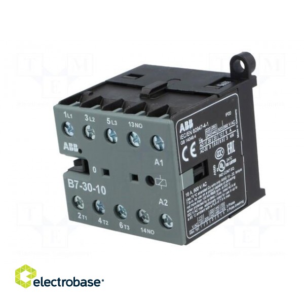 Contactor: 3-pole | NO x3 | Auxiliary contacts: NO | 220÷240VAC | 7A image 2
