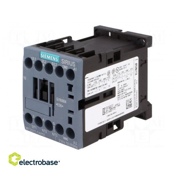 Contactor: 3-pole | NO x3 | Auxiliary contacts: NO | 230VAC | 12A | 690V image 1