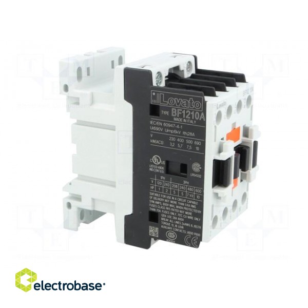 Contactor: 3-pole | NO x3 | Auxiliary contacts: NO | 230VAC | 12A | DIN image 8