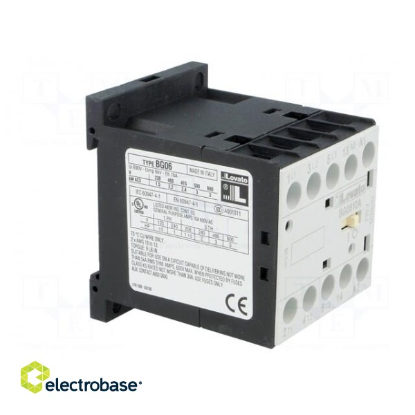 Contactor: 3-pole | NO x3 | Auxiliary contacts: NO | 230VAC | 6A | DIN image 8