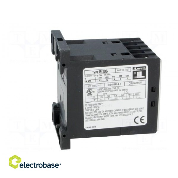 Contactor: 3-pole | NO x3 | Auxiliary contacts: NO | 230VAC | 6A | DIN image 7