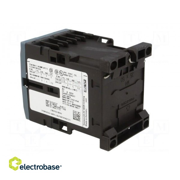 Contactor: 3-pole | NO x3 | Auxiliary contacts: NO | 230VAC | 9A | 3RT20 image 4