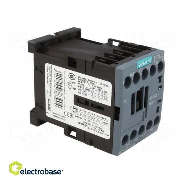 Contactor: 3-pole | NO x3 | Auxiliary contacts: NO | 230VAC | 9A | 3RT20 image 8