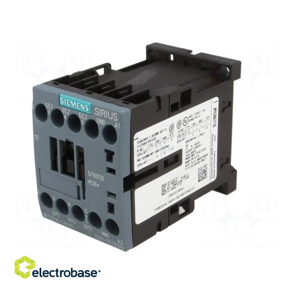 Contactor: 3-pole | NO x3 | Auxiliary contacts: NO | 230VAC | 9A | 3RT20 image 2