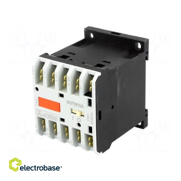 Contactor: 3-pole | NO x3 | Auxiliary contacts: NO | 230VAC | 9A | DIN image 1