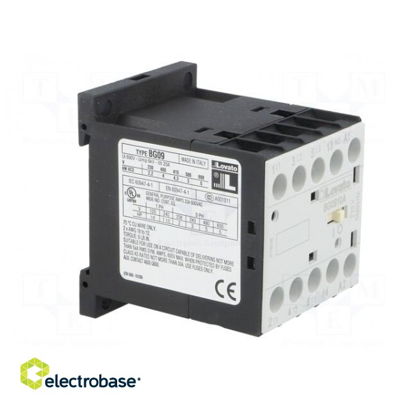Contactor: 3-pole | NO x3 | Auxiliary contacts: NO | 230VAC | 9A | BG image 8