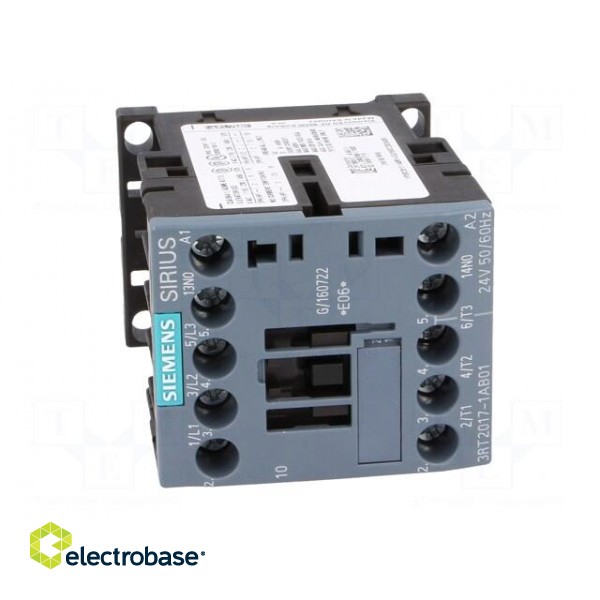 Contactor: 3-pole | NO x3 | Auxiliary contacts: NO | 24VAC | 12A | 3RT20 image 9