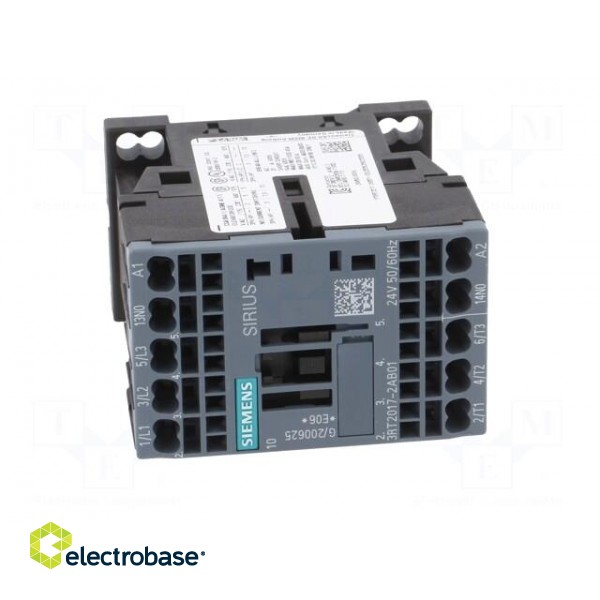 Contactor: 3-pole | NO x3 | Auxiliary contacts: NO | 24VAC | 12A | 3RT20 фото 9