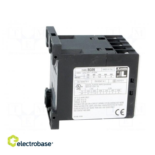 Contactor: 3-pole | NO x3 | Auxiliary contacts: NO | 24VAC | 9A | DIN | BG image 7