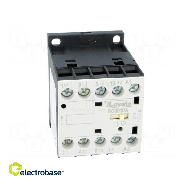 Contactor: 3-pole | NO x3 | Auxiliary contacts: NO | 24VAC | 9A | DIN | BG image 9