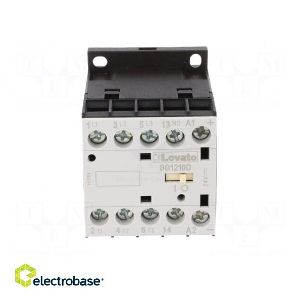 Contactor: 3-pole | NO x3 | Auxiliary contacts: NO | 24VDC | 12A | DIN image 9