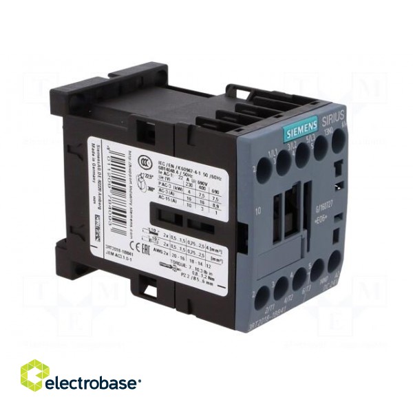 Contactor: 3-pole | NO x3 | Auxiliary contacts: NO | 24VDC | 17A | 3RT20 image 8