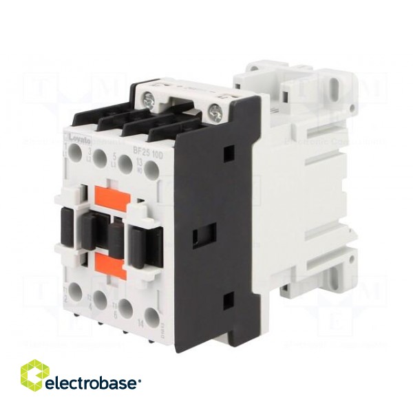 Contactor: 3-pole | NO x3 | Auxiliary contacts: NO | 24VDC | 25A | DIN image 1