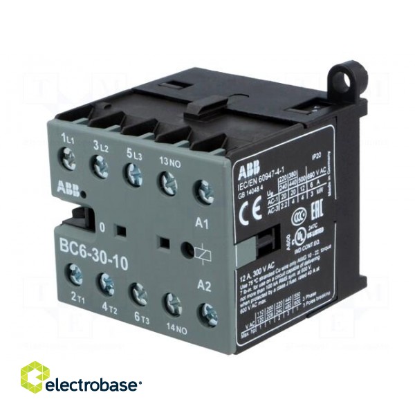 Contactor: 3-pole | NO x3 | Auxiliary contacts: NO | 24VDC | 6A | BC6 image 1